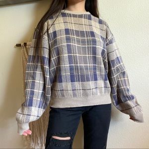 PLAID KNIT GRANDPA OVERSIZE PULLOVER SWEATER GRUNGE GOBLINCORE